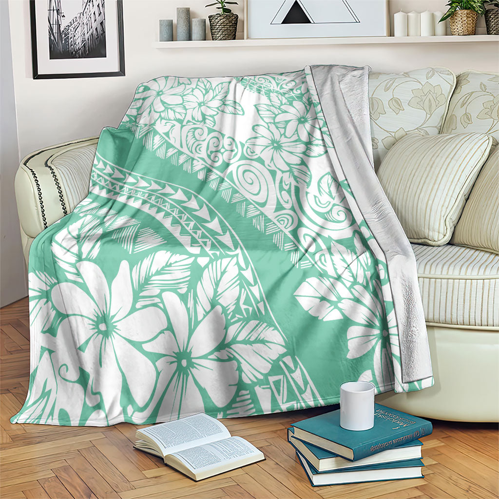 Polynesian Tiare Flower Cyan Pastel Vibes Blanket