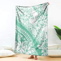 Polynesian Tiare Flower Cyan Pastel Vibes Blanket