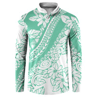 Polynesian Tiare Flower Cyan Pastel Vibes Button Sweatshirt