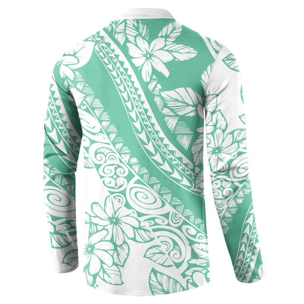 Polynesian Tiare Flower Cyan Pastel Vibes Button Sweatshirt