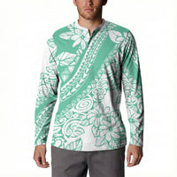 Polynesian Tiare Flower Cyan Pastel Vibes Button Sweatshirt