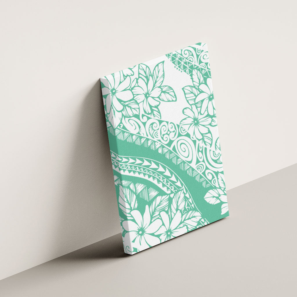 Polynesian Tiare Flower Cyan Pastel Vibes Canvas Wall Art