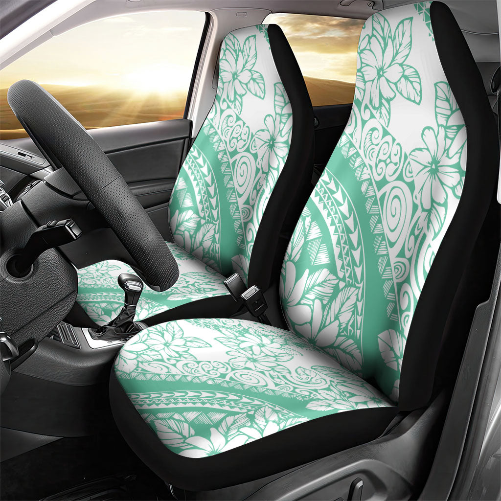 Polynesian Tiare Flower Cyan Pastel Vibes Car Seat Cover