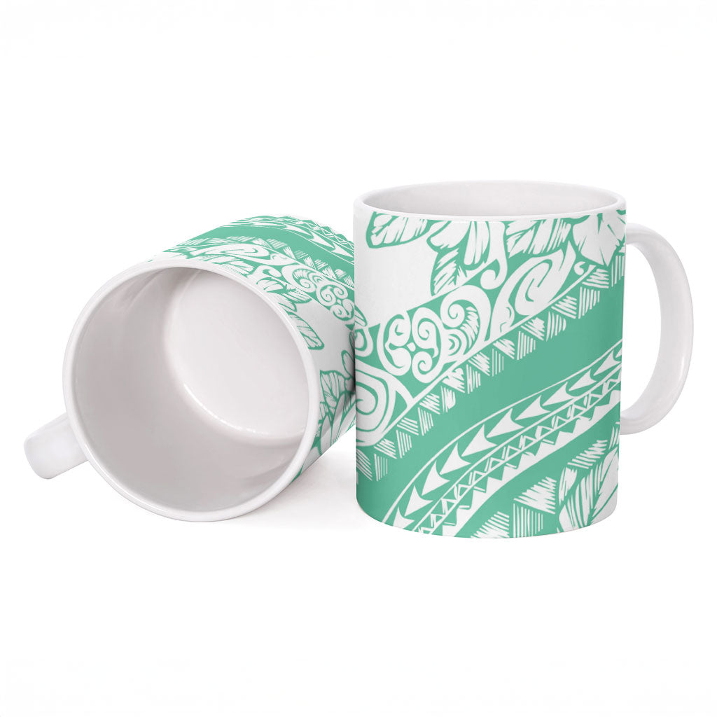 Polynesian Tiare Flower Cyan Pastel Vibes Ceramic Mug