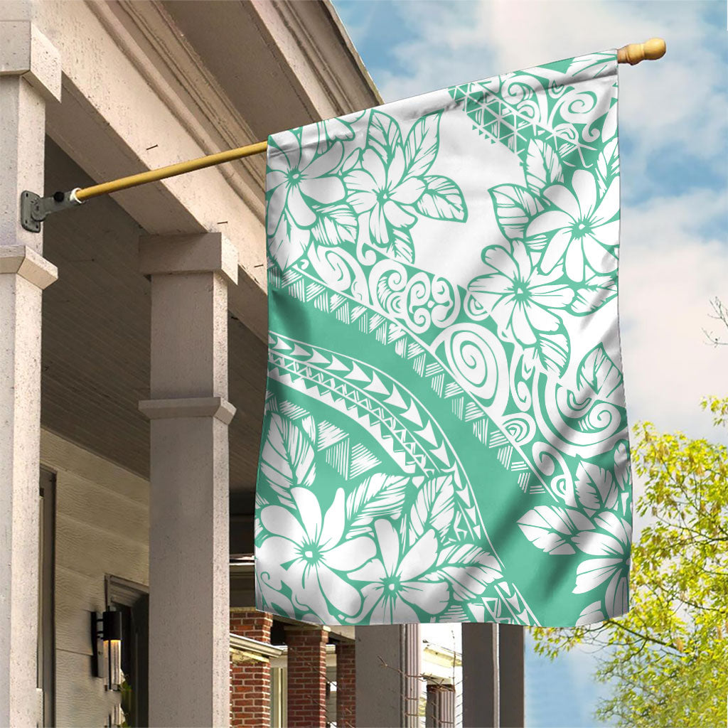 Polynesian Tiare Flower Cyan Pastel Vibes Garden Flag