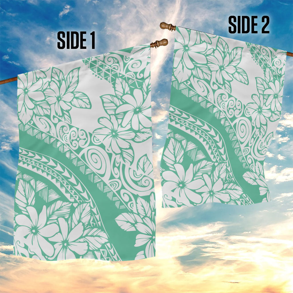 Polynesian Tiare Flower Cyan Pastel Vibes Garden Flag