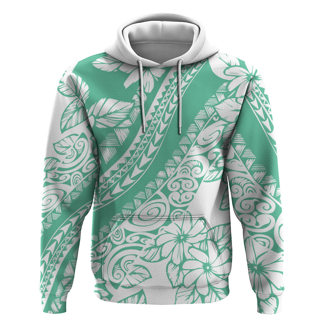 Polynesian Tiare Flower Cyan Pastel Vibes Hoodie