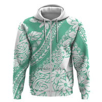 Polynesian Tiare Flower Cyan Pastel Vibes Hoodie