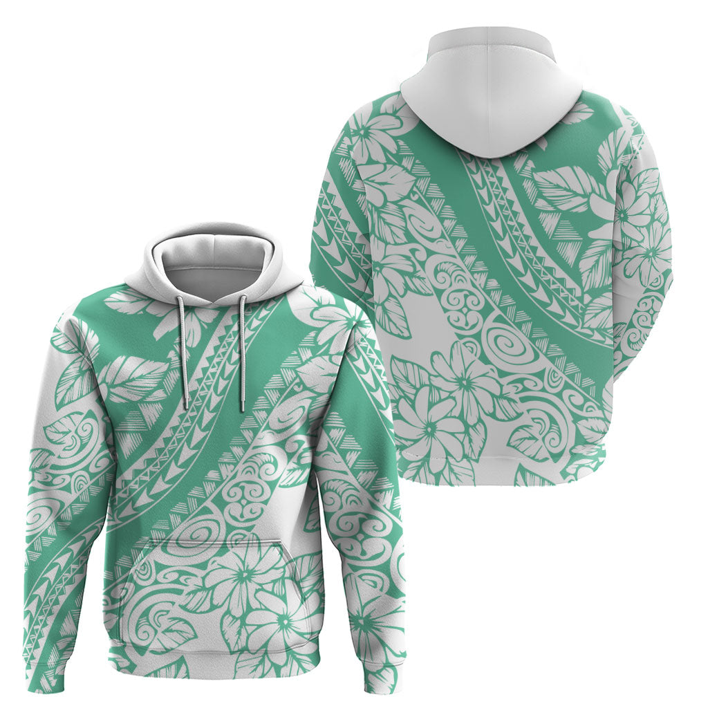 Polynesian Tiare Flower Cyan Pastel Vibes Hoodie