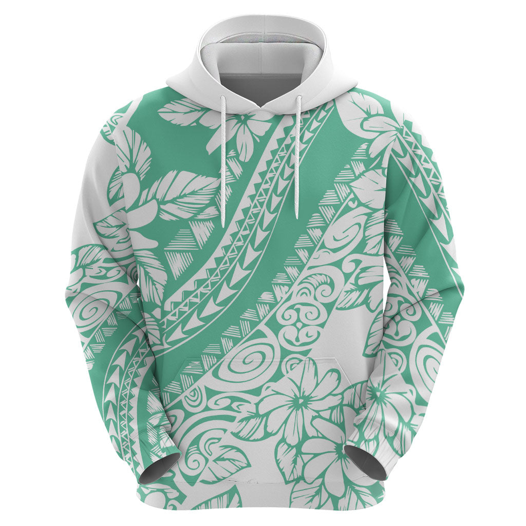 Polynesian Tiare Flower Cyan Pastel Vibes Hoodie