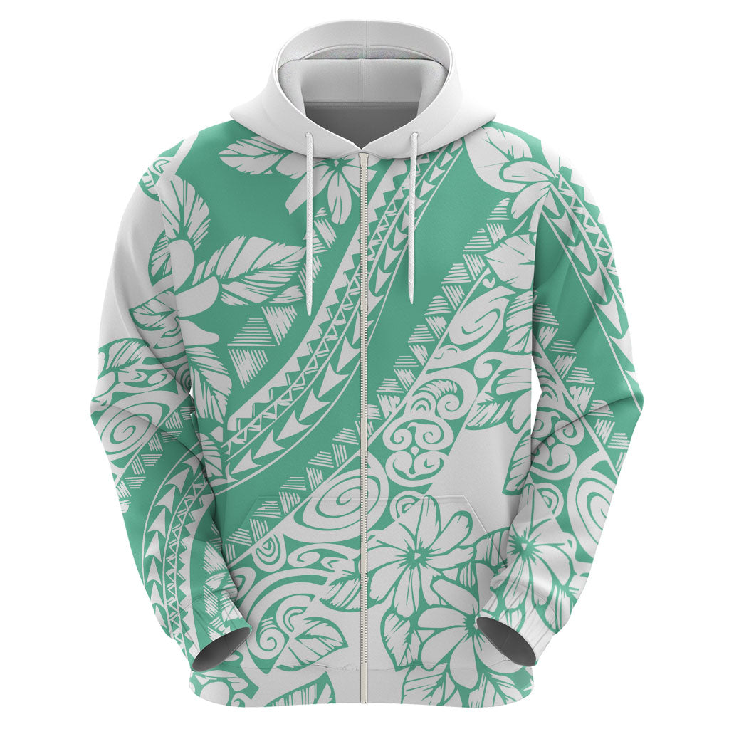 Polynesian Tiare Flower Cyan Pastel Vibes Hoodie