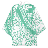 Polynesian Tiare Flower Cyan Pastel Vibes Kimono
