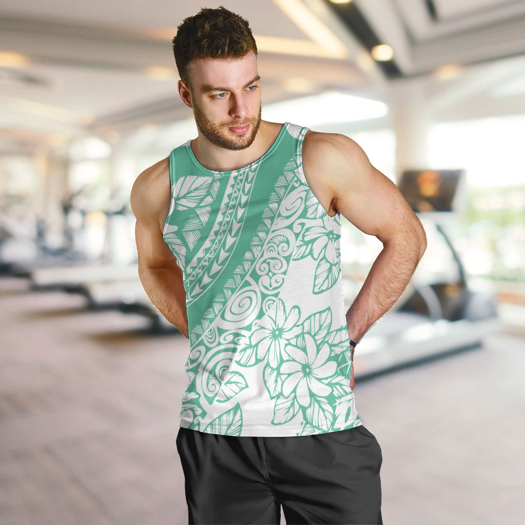 Polynesian Tiare Flower Cyan Pastel Vibes Men Tank Top