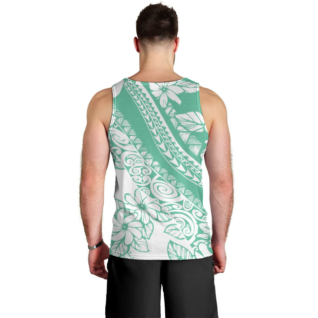Polynesian Tiare Flower Cyan Pastel Vibes Men Tank Top