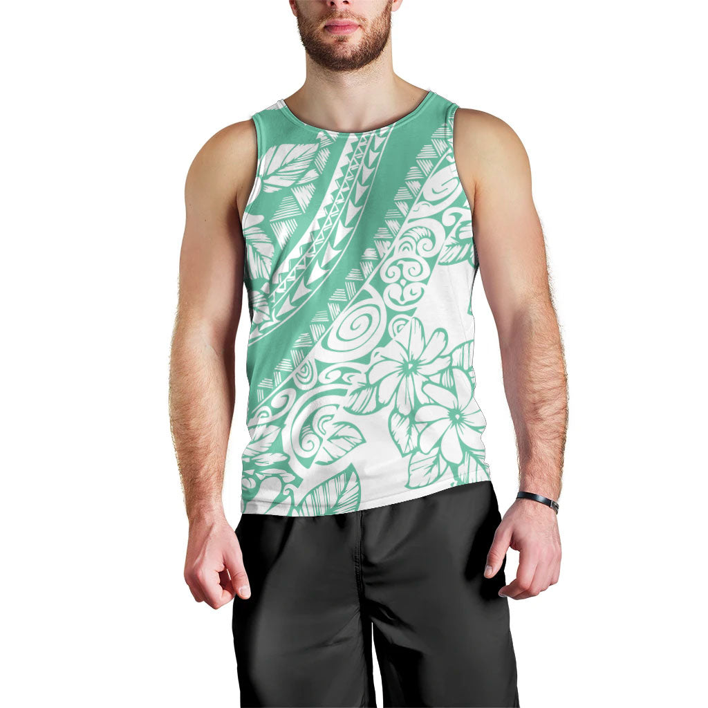 Polynesian Tiare Flower Cyan Pastel Vibes Men Tank Top