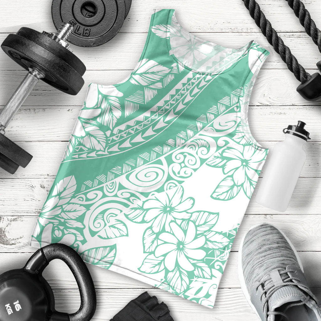 Polynesian Tiare Flower Cyan Pastel Vibes Men Tank Top