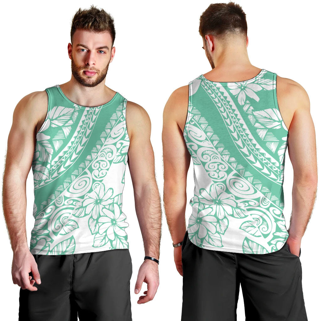 Polynesian Tiare Flower Cyan Pastel Vibes Men Tank Top