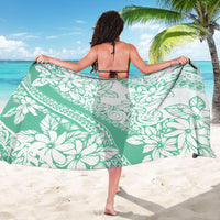 Polynesian Tiare Flower Cyan Pastel Vibes Sarong