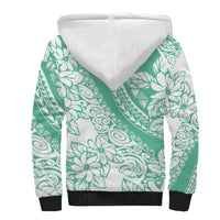 Polynesian Tiare Flower Cyan Pastel Vibes Sherpa Hoodie