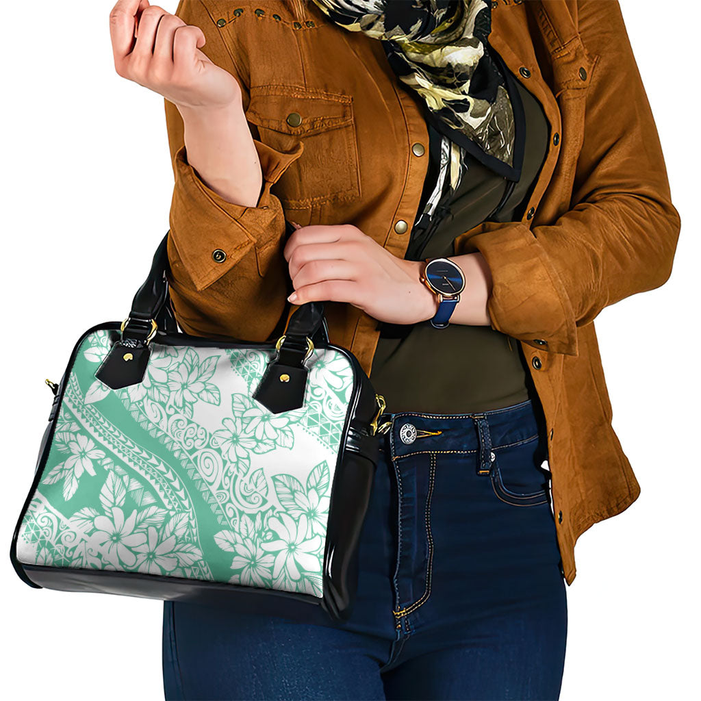 Polynesian Tiare Flower Cyan Pastel Vibes Shoulder Handbag
