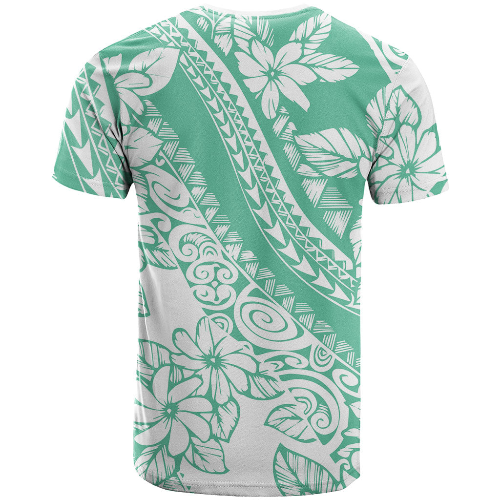 Polynesian Tiare Flower Cyan Pastel Vibes T Shirt