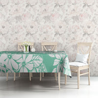 Polynesian Tiare Flower Cyan Pastel Vibes Tablecloth