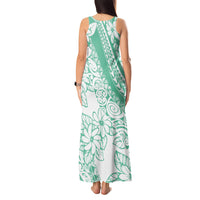 Polynesian Tiare Flower Cyan Pastel Vibes Tank Maxi Dress