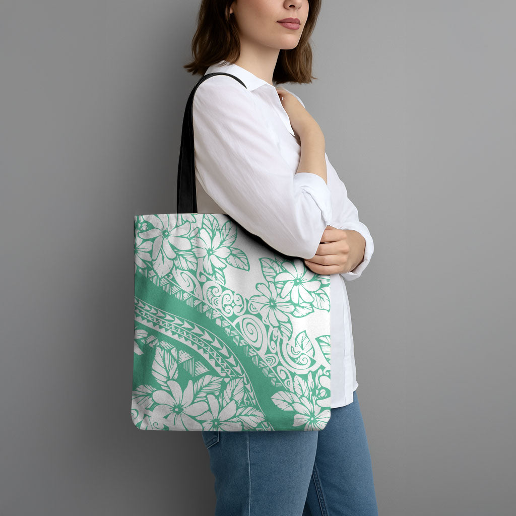 Polynesian Tiare Flower Cyan Pastel Vibes Tote Bag