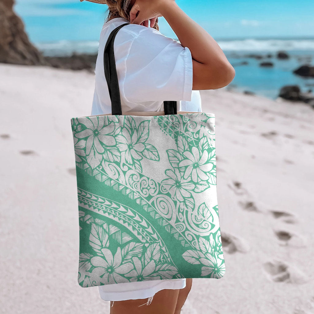 Polynesian Tiare Flower Cyan Pastel Vibes Tote Bag