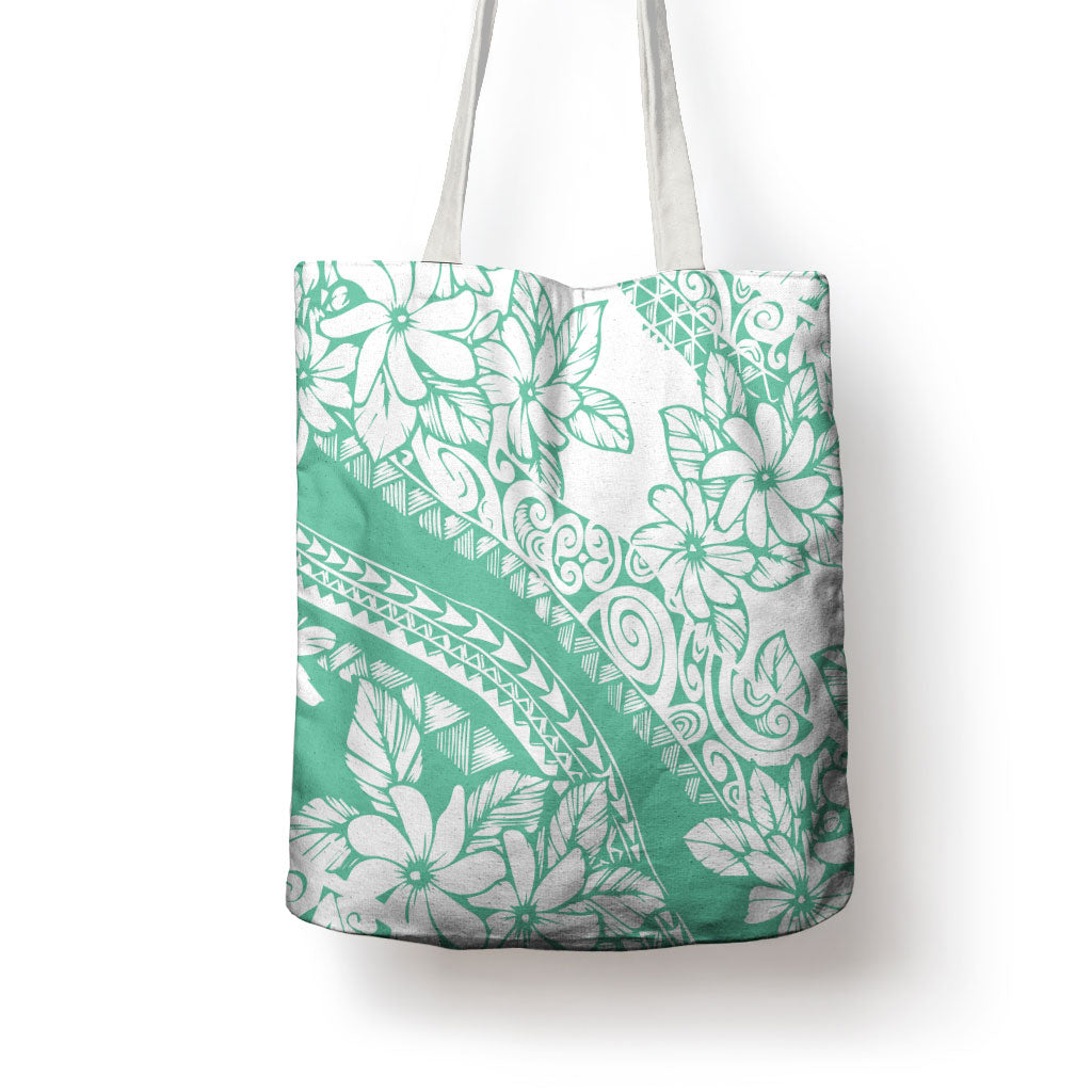 Polynesian Tiare Flower Cyan Pastel Vibes Tote Bag