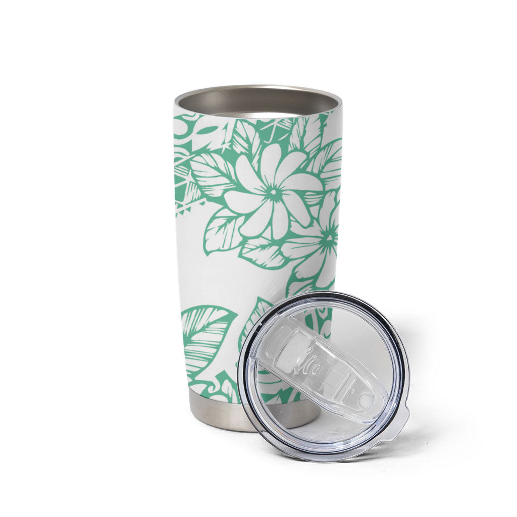 Polynesian Tiare Flower Cyan Pastel Vibes Tumbler Cup