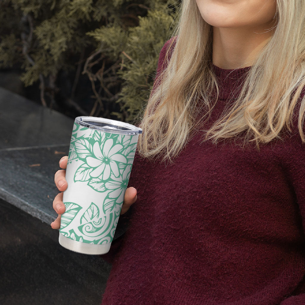 Polynesian Tiare Flower Cyan Pastel Vibes Tumbler Cup