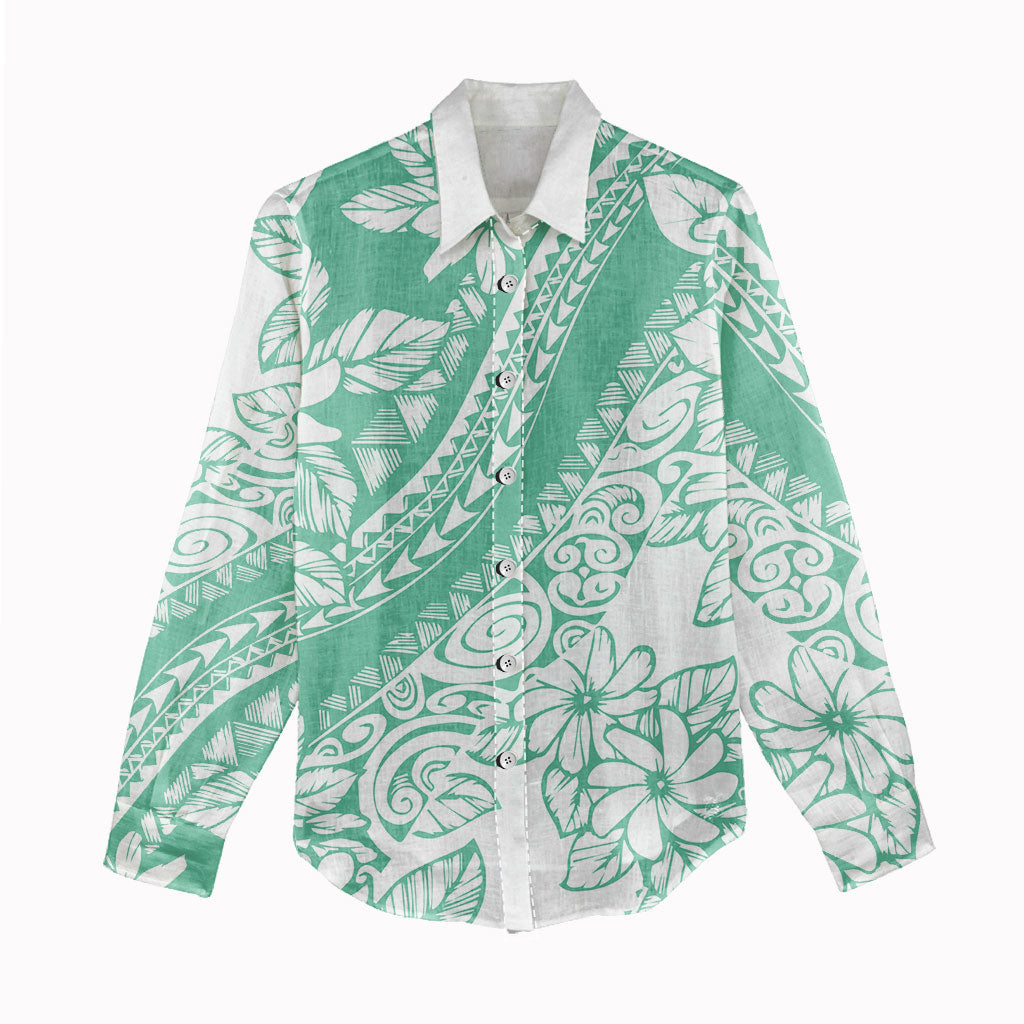 Polynesian Tiare Flower Cyan Pastel Vibes Women Casual Shirt LT14 - Polynesian Pride