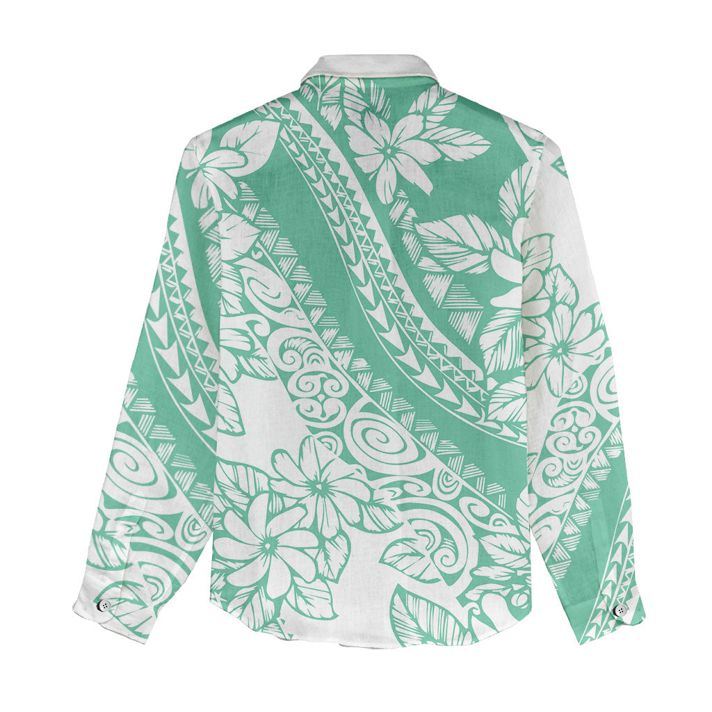 Polynesian Tiare Flower Cyan Pastel Vibes Women Casual Shirt LT14 - Polynesian Pride