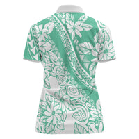 Polynesian Tiare Flower Cyan Pastel Vibes Women Polo Shirt