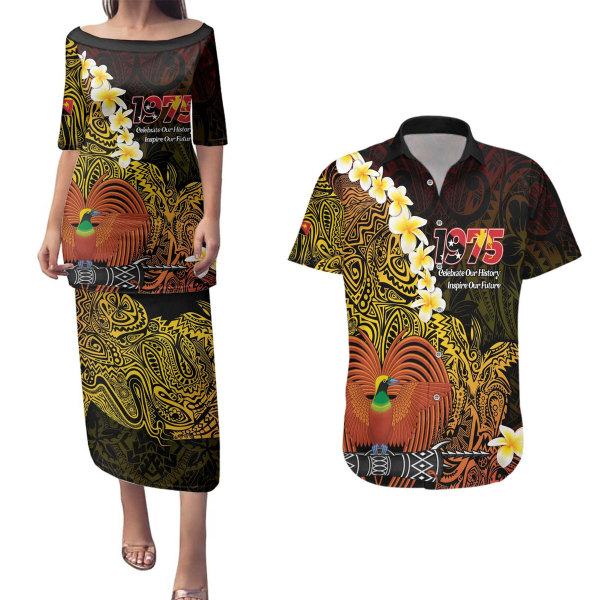Papua New Guinea 1975 Couples Matching Puletasi and Hawaiian Shirt Create Our History Inspire Our Future - Polynesian Pride