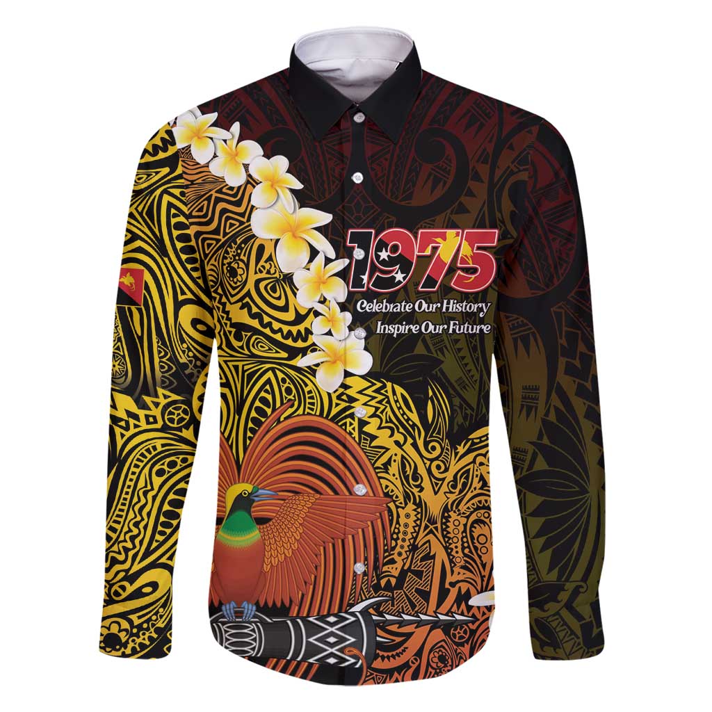 Papua New Guinea 1975 Family Matching Long Sleeve Bodycon Dress and Hawaiian Shirt Create Our History Inspire Our Future LT14 Dad's Shirt - Long Sleeve Black - Polynesian Pride