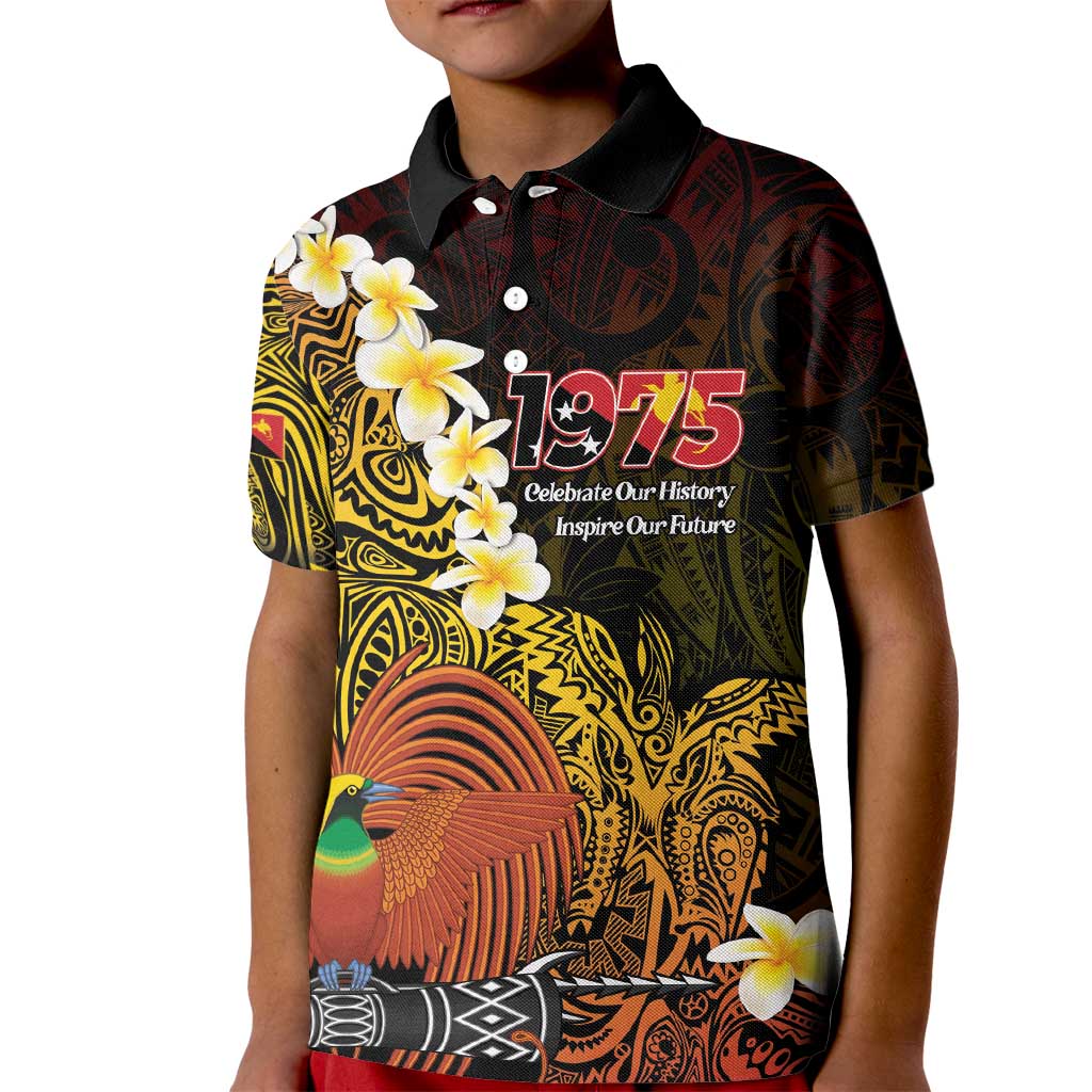 Papua New Guinea 1975 Kid Polo Shirt Create Our History Inspire Our Future LT14 Kid Black - Polynesian Pride
