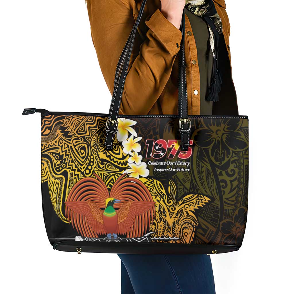Papua New Guinea 1975 Leather Tote Bag Create Our History Inspire Our Future LT14 - Polynesian Pride