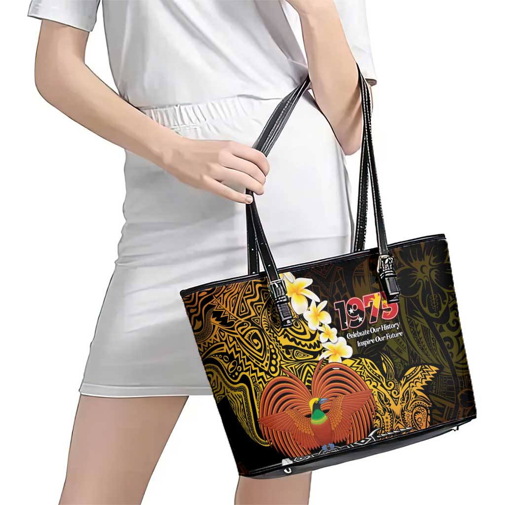 Papua New Guinea 1975 Leather Tote Bag Create Our History Inspire Our Future LT14 - Polynesian Pride
