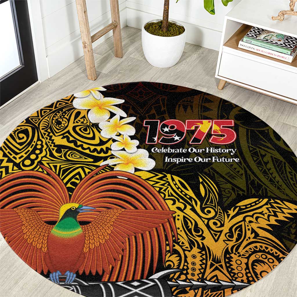 Papua New Guinea 1975 Round Carpet Create Our History Inspire Our Future LT14 Black - Polynesian Pride
