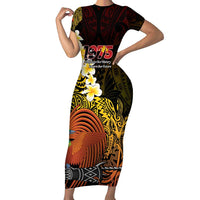 Papua New Guinea 1975 Short Sleeve Bodycon Dress Create Our History Inspire Our Future - Polynesian Pride