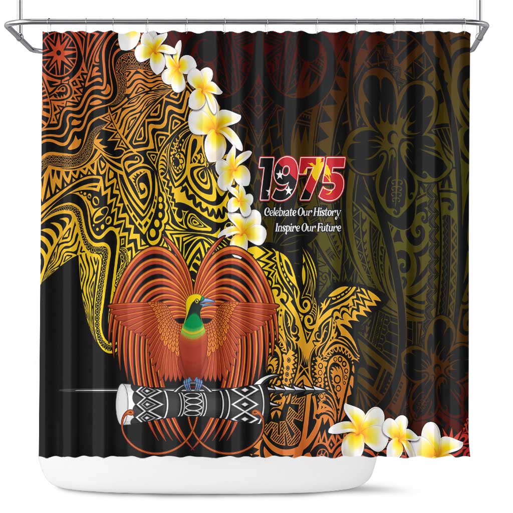 Papua New Guinea 1975 Shower Curtain Create Our History Inspire Our Future LT14 Black - Polynesian Pride