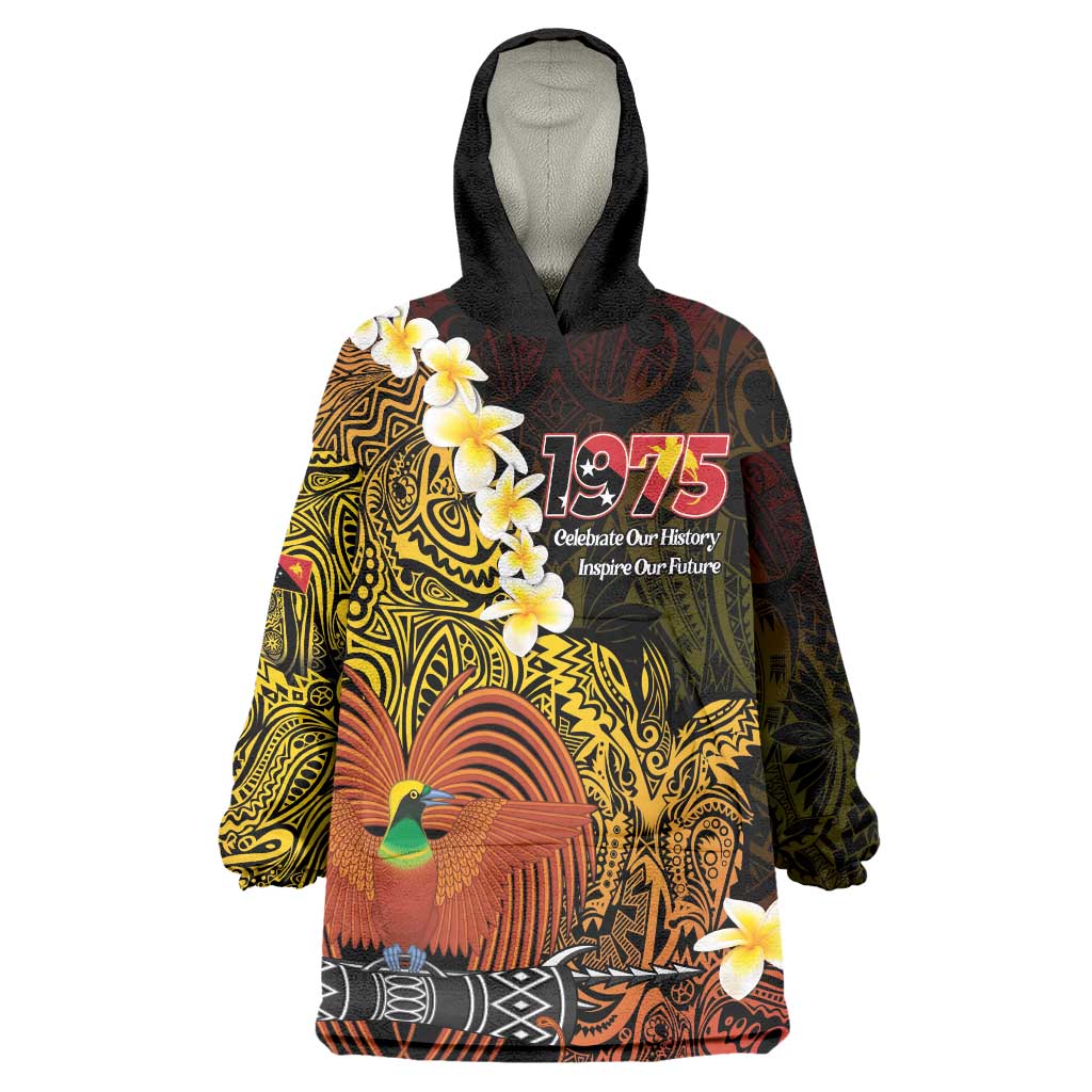 Papua New Guinea 1975 Wearable Blanket Hoodie Create Our History Inspire Our Future LT14 One Size Black - Polynesian Pride