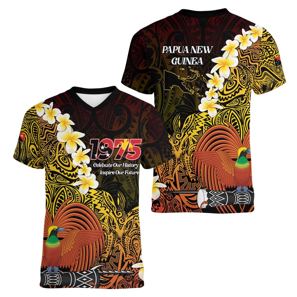 Papua New Guinea 1975 Women V-Neck T-Shirt Create Our History Inspire Our Future - Polynesian Pride