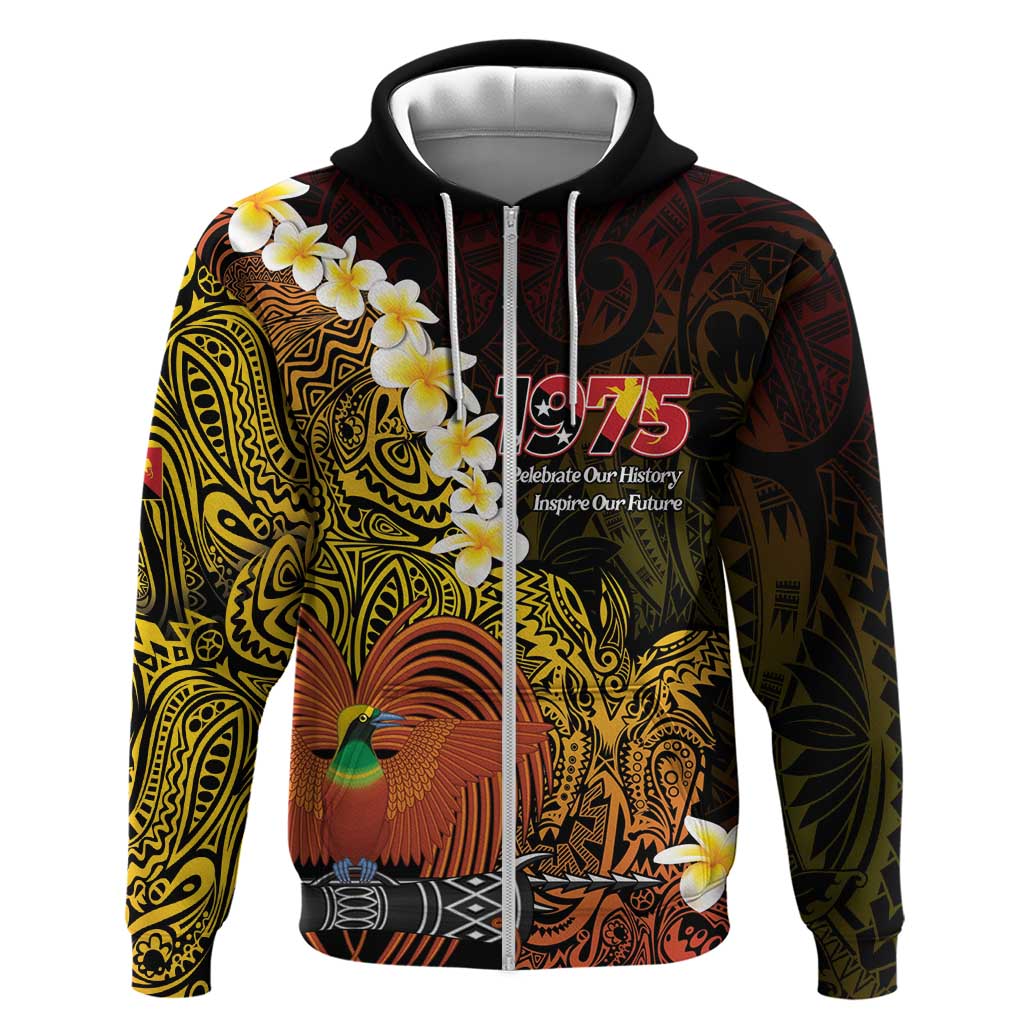 Papua New Guinea 1975 Zip Hoodie Create Our History Inspire Our Future LT14 Zip Hoodie Black - Polynesian Pride