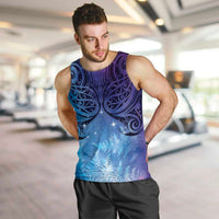 New Zealand Matariki Men Tank Top Aotearoa Maori New Year Galaxy Maori Silver Fern LT14 Blue - Polynesian Pride