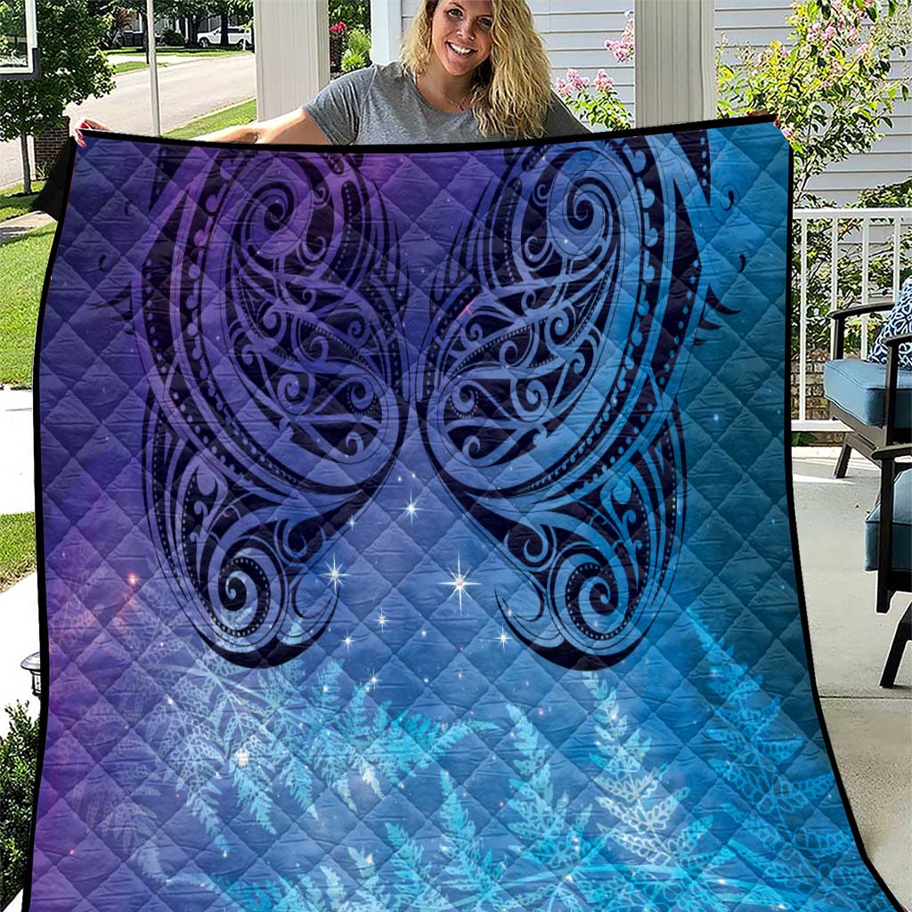 New Zealand Matariki Quilt Aotearoa Maori New Year Galaxy Maori Silver Fern LT14 Blue - Polynesian Pride