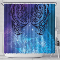 New Zealand Matariki Shower Curtain Aotearoa Maori New Year Galaxy Maori Silver Fern