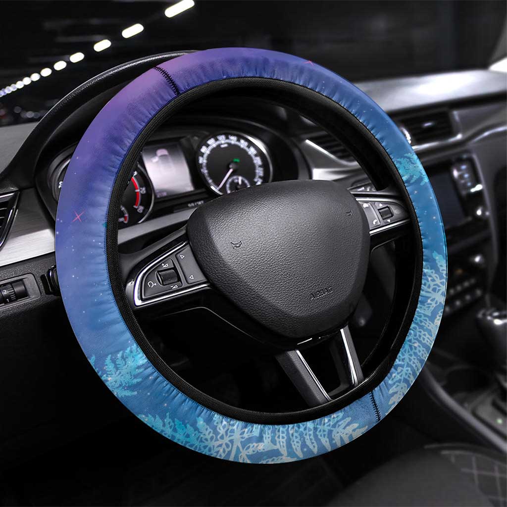 New Zealand Matariki Steering Wheel Cover Aotearoa Maori New Year Galaxy Maori Silver Fern LT14 Universal Fit Blue - Polynesian Pride
